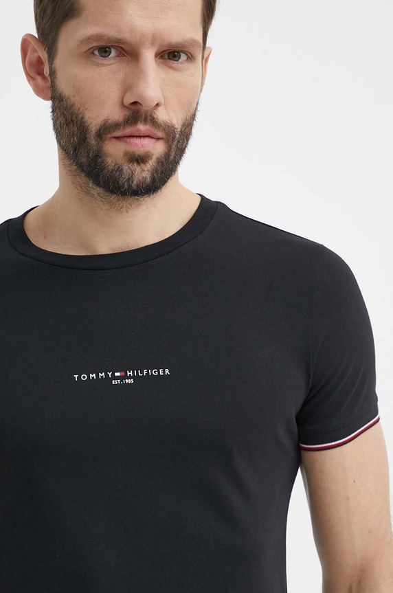 Bavlněné tričko Tommy Hilfiger MW0MW32584 černá AW25