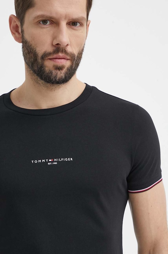 Bavlněné tričko Tommy Hilfiger MW0MW32584 černá AW25