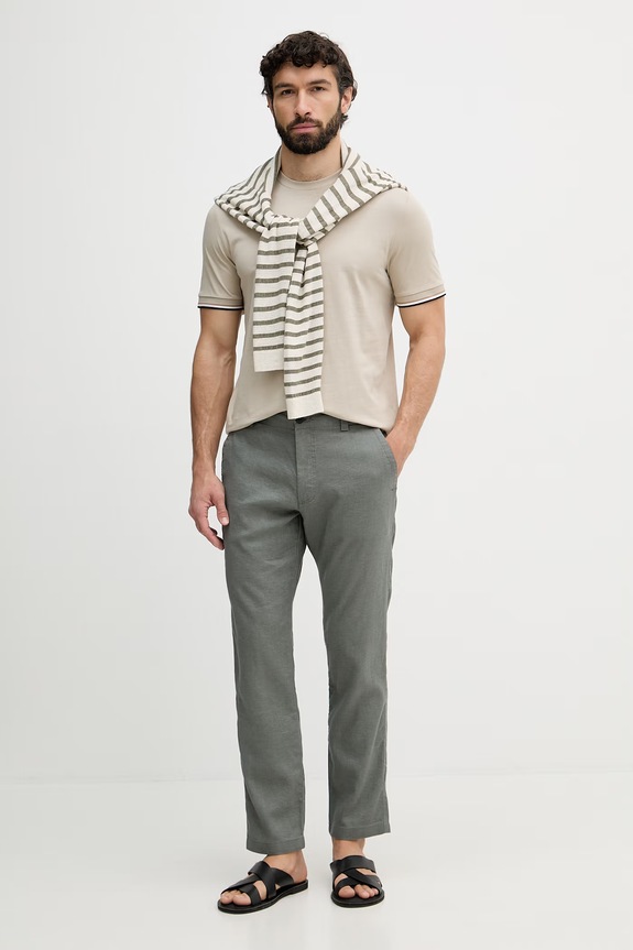 BOSS Basic t-shirt ανδρικό βαμβακερό Thompson 04 50501097 μπεζ SS26