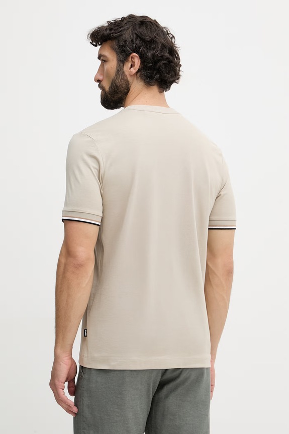 Ρούχα BOSS Basic t-shirt ανδρικό βαμβακερό Thompson 04 50501097 μπεζ