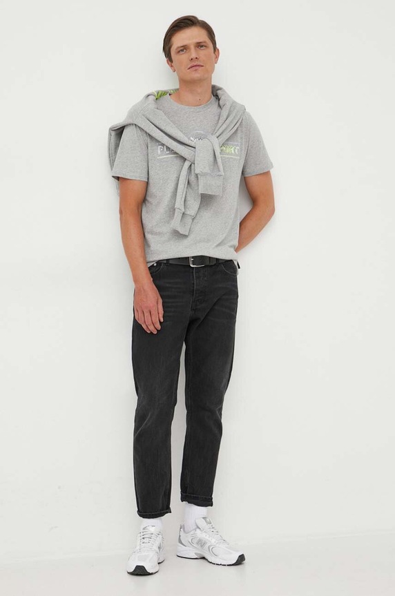 PLEIN SPORT tricou din bumbac FACC.MTK6429.SJY001N gri AW23