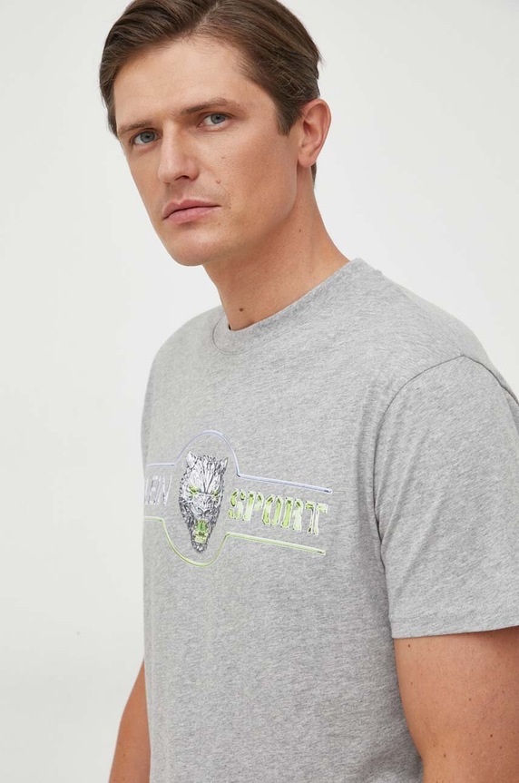 PLEIN SPORT tricou din bumbac gri FACC.MTK6429.SJY001N