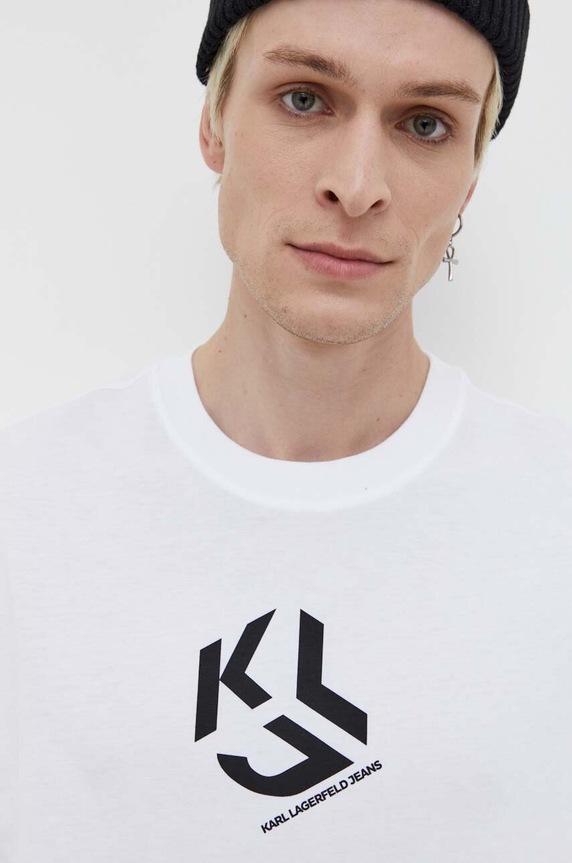 Памучна тениска Karl Lagerfeld Jeans бял 236D1704