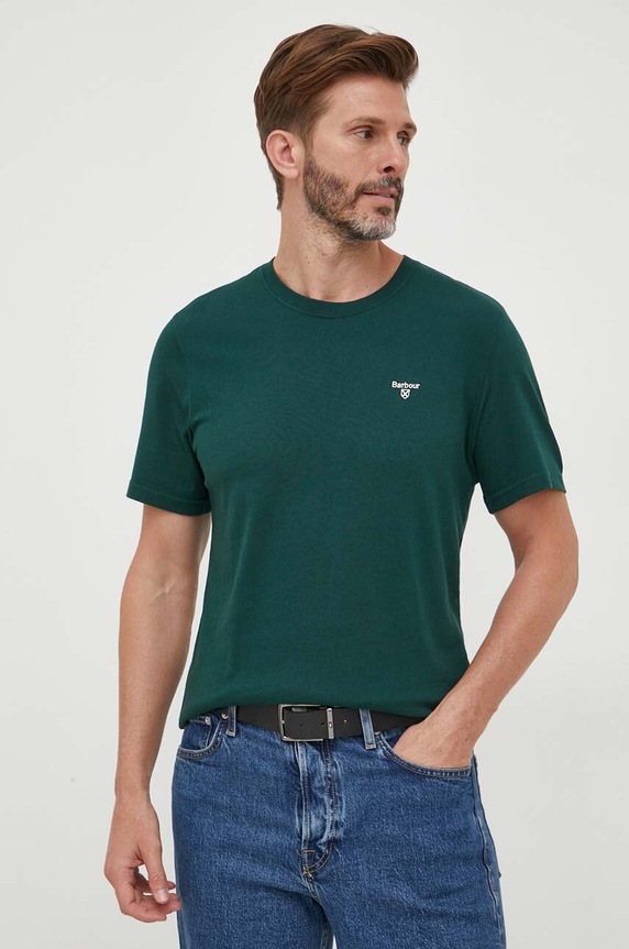 Barbour t-shirt bawełniany gładkie zielony MTS0331