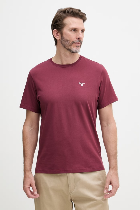 Barbour basic tričko pánské bavlněné ESSENTIALS burgundské MTS0331