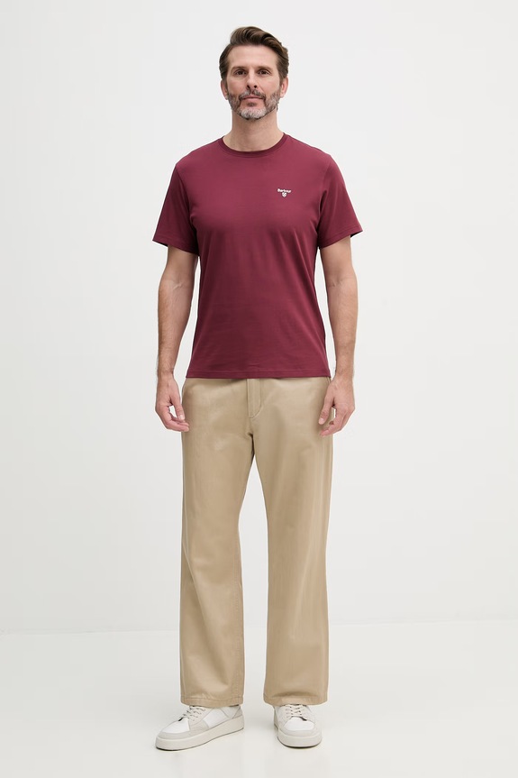 Barbour basic tričko pánské bavlněné ESSENTIALS MTS0331 burgundské AA00
