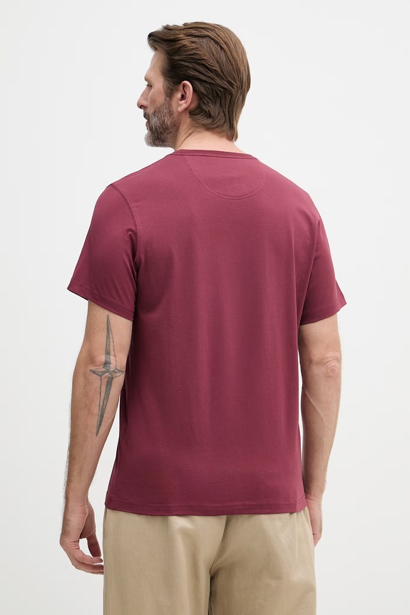 Oblečení Barbour basic tričko pánské bavlněné ESSENTIALS MTS0331 burgundské