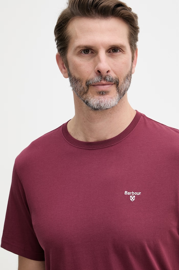 Barbour basic tričko pánské bavlněné ESSENTIALS burgundské MTS0331