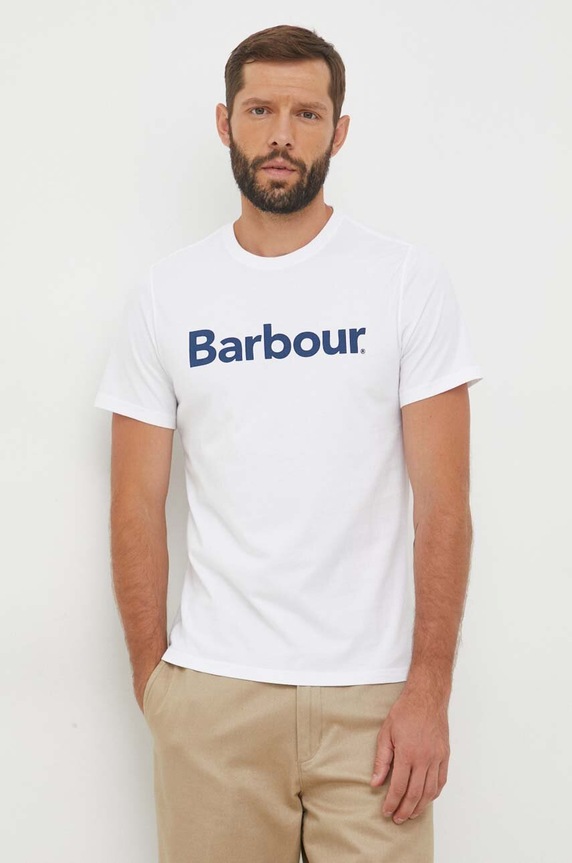 Barbour tricou din bumbac alb MTS0531