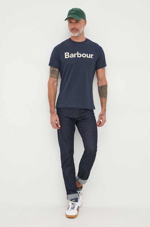 Barbour tricou din bumbac MTS0531 bleumarin AA00
