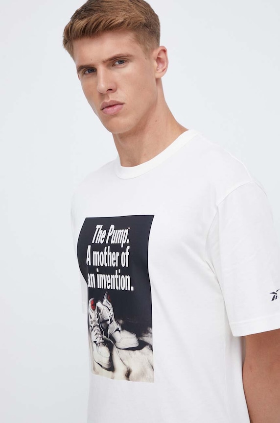 Reebok Classic tricou din bumbac Basketball bej 100070704