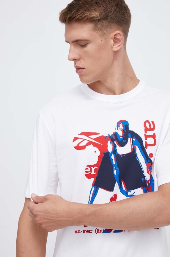 Βαμβακερό μπλουζάκι Reebok Classic Basketball λευκό 100070708