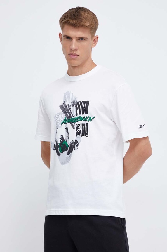 Βαμβακερό μπλουζάκι Reebok Classic Basketball λευκό 100070718