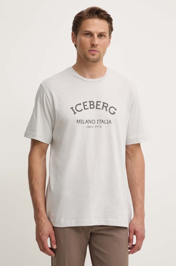 Bavlněné tričko Iceberg šedá F02N.6325