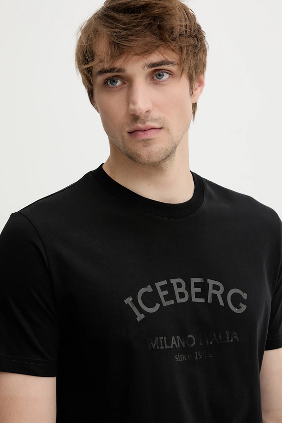 Iceberg t-shirt bawełniany czarny F02N.6325