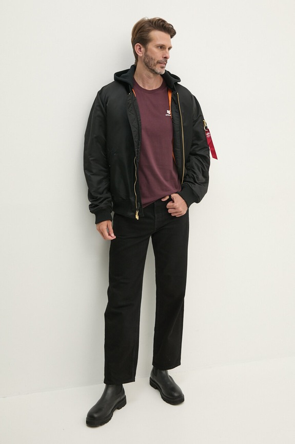 Βαμβακερό μπλουζάκι Alpha Industries 188505.21 μπορντό SS26