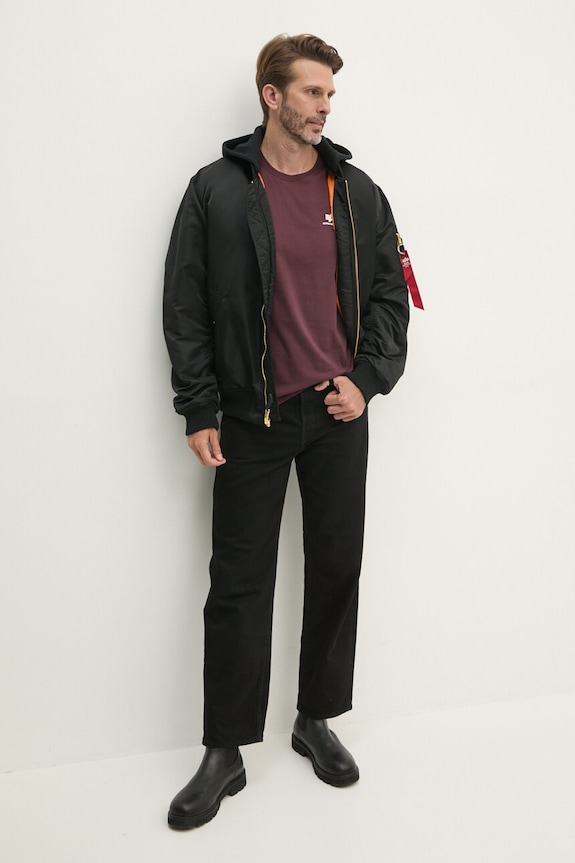 Βαμβακερό μπλουζάκι Alpha Industries 188505.21 μπορντό SS26