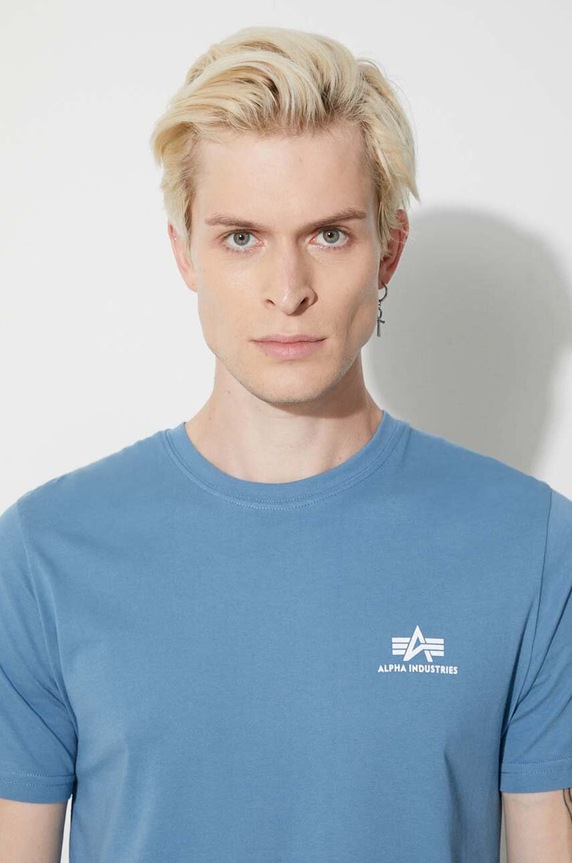 Alpha Industries tricou din bumbac Basic T Small Logo 188505.538 albastru