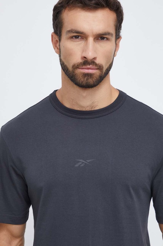 Βαμβακερό μπλουζάκι Reebok γκρί 100070664
