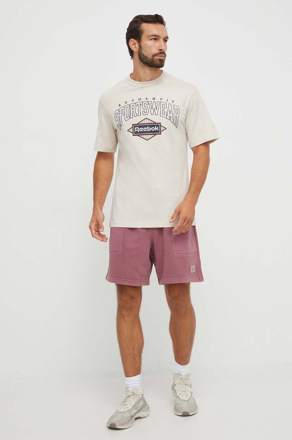 Bavlnené tričko Reebok Classic 100036811 béžová AW23