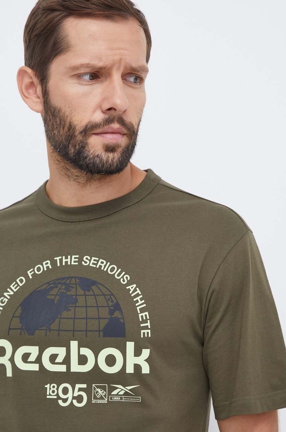 Βαμβακερό μπλουζάκι Reebok πράσινο 100037038