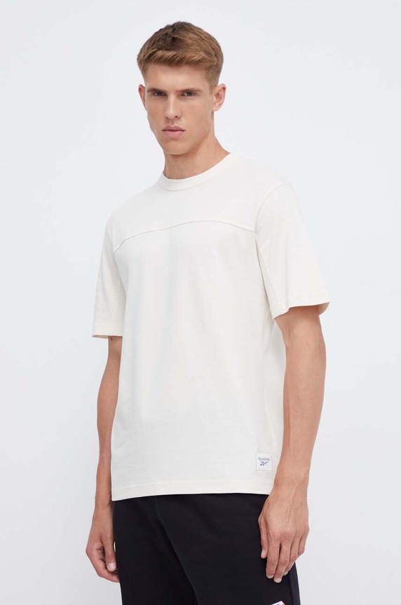 Bavlněné tričko Reebok Classic kulatý béžová 100036832