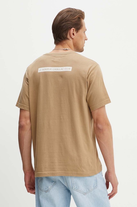 Oblečení Bavlněné tričko Universal Works Mystery Train Print Tee 29182 béžová