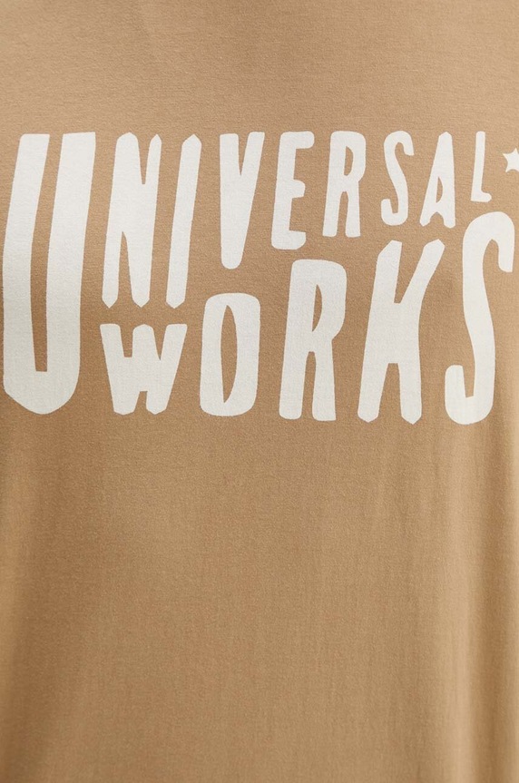 Bavlněné tričko Universal Works Mystery Train Print Tee 29182 béžová
