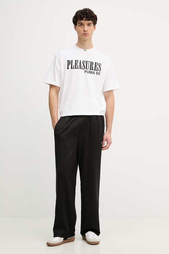 Puma T-shirt męski bawełniany PUMA x PLEASURES Typo Tee 620878 biały AW23