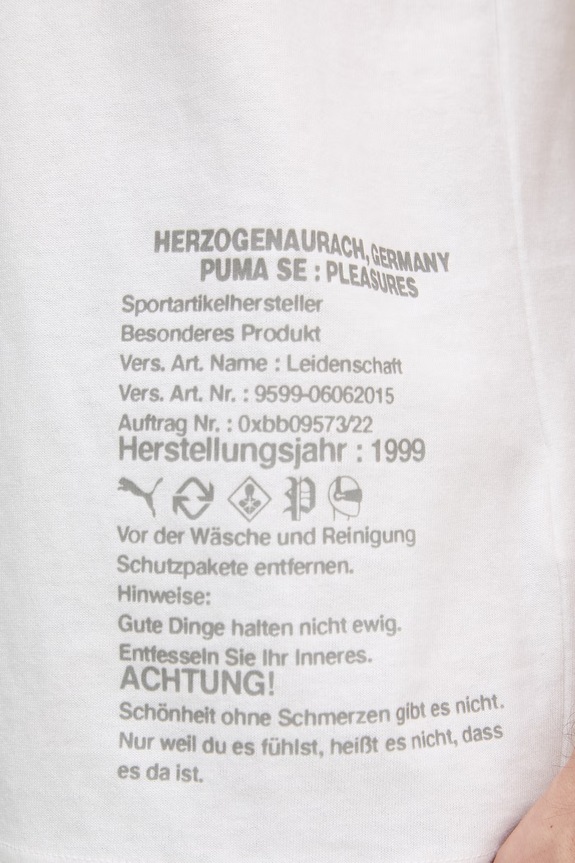 Puma T-shirt męski bawełniany PUMA x PLEASURES Typo Tee 620878 biały