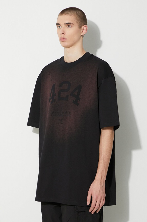 424 t-shirt bawełniany czarny 35424M182S3T.236511