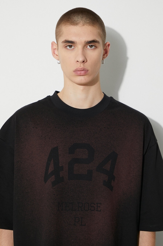 424 t-shirt bawełniany 35424M182S3T.236511 czarny