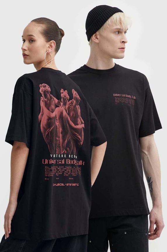 Vertere Berlin t-shirt bawełniany nadruk czarny VER.T85