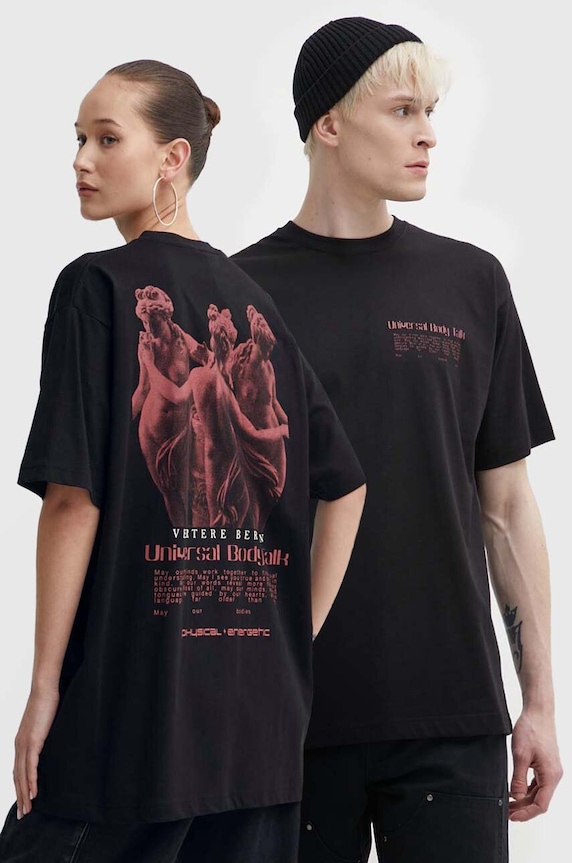 Vertere Berlin t-shirt bawełniany nadruk czarny VER.T85