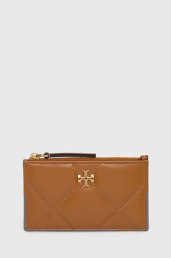 Kožená peněženka Tory Burch Kira Diamond Quilt přírodní kůže béžová 158629.201