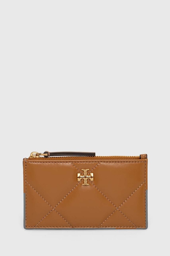 Kožená peněženka Tory Burch Kira Diamond Quilt přírodní kůže béžová 158629.201