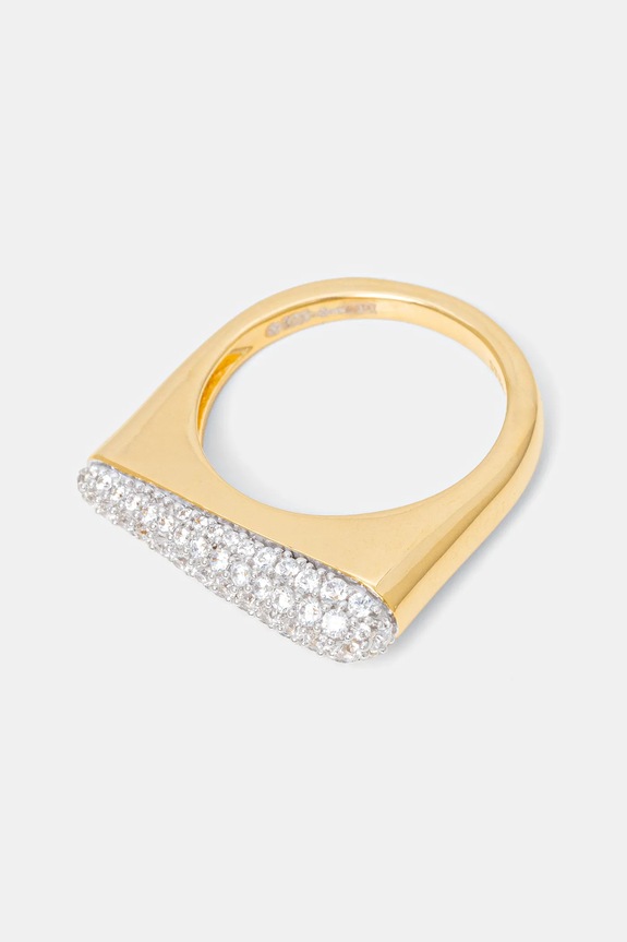 Guess pierścionek srebrny złoty JSBR04.500JW