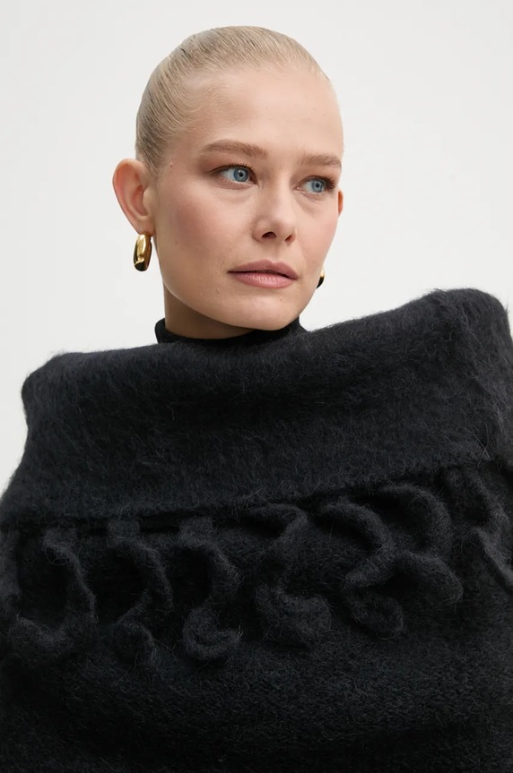 Sunnei wool infinity scarf ACCXSAC010 black AW24