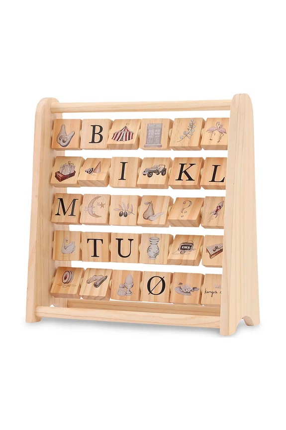 Играчка за активно развитие Konges Sløjd ABC WOODEN BLOCK FRAME FSC KS5622 бежов AW24