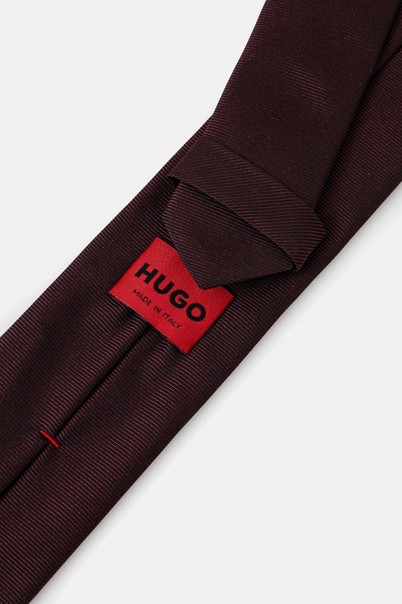HUGO krawat z dodatkiem jedwabiu Tie cm 6 50520644 brązowy SS26