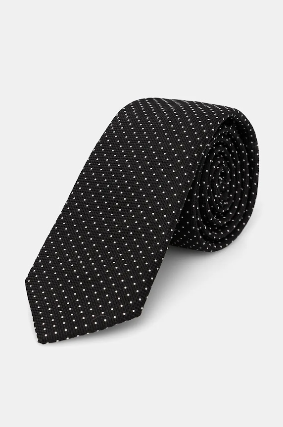 Kravata s prídavkom hodvábu HUGO Tie cm 6 čierna 50520645