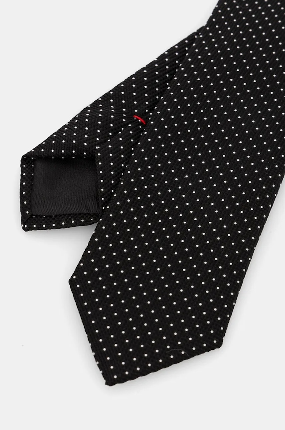 Kravata s prídavkom hodvábu HUGO Tie cm 6 50520645 čierna SS26