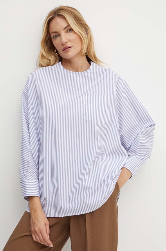 Weekend Max Mara bluzka bawełniana wzorzyste granatowy 2425116101600