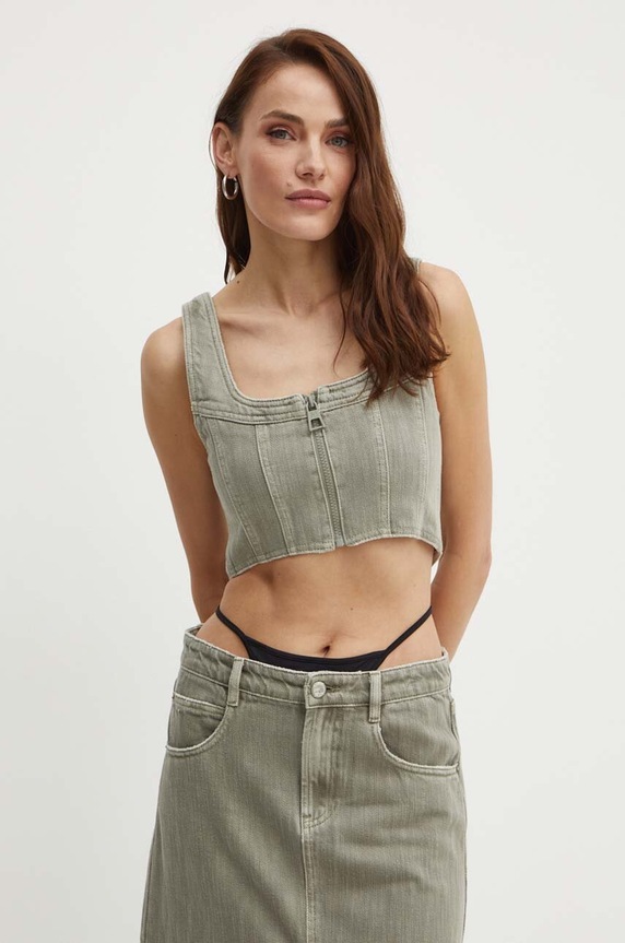 Džínsový top Miss Sixty 6L2XJ2470000 XJ2470 DENIM SHIRT zelená 6L2XJ2470000