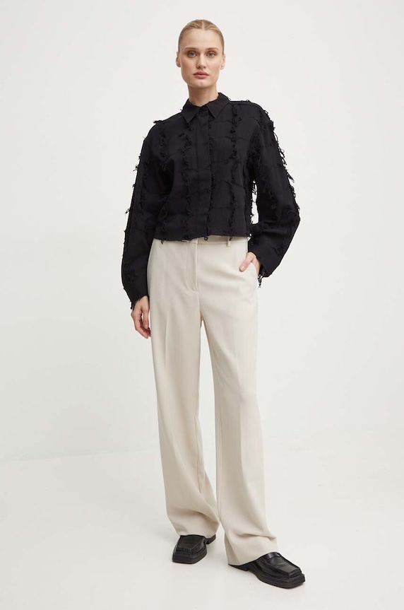 Day Birger et Mikkelsen camasa din bumbac Kenya - Organic Cotton Texture RD DAY65243265 negru AW24