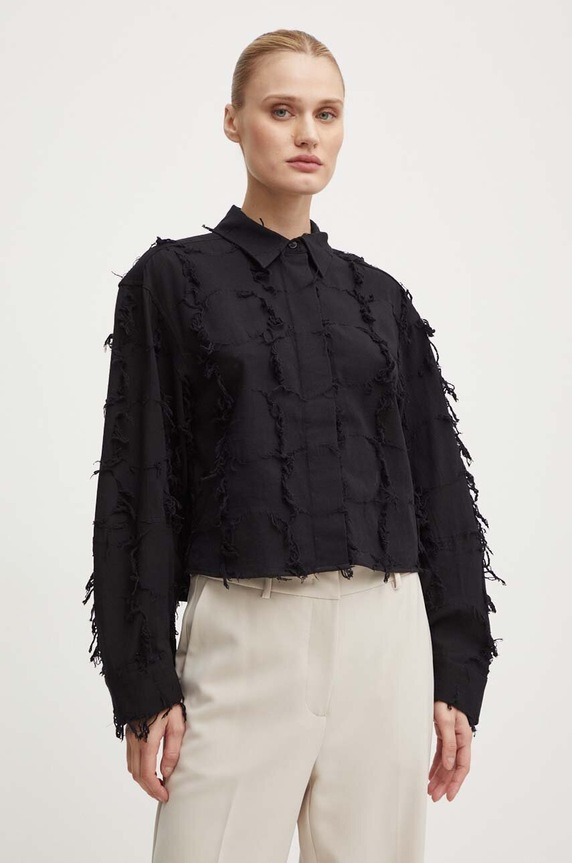 Day Birger et Mikkelsen camasa din bumbac Kenya - Organic Cotton Texture RD negru DAY65243265