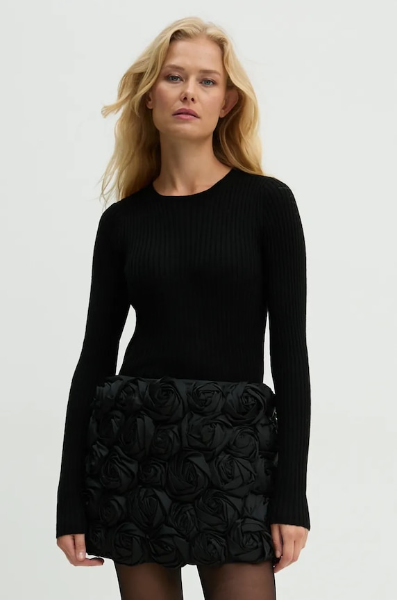 Herskind sweter wełniany Camb okrągły czarny 5312825