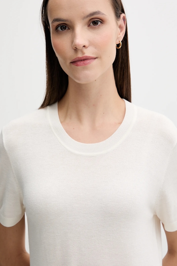 T-shirt με μετάξι United Colors of Benetton μπεζ 1ZRED10BK