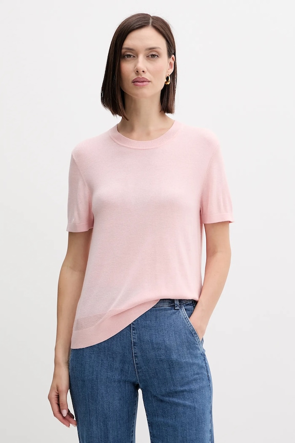 T-shirt με μετάξι United Colors of Benetton κανονικό ροζ 1ZRED10BK