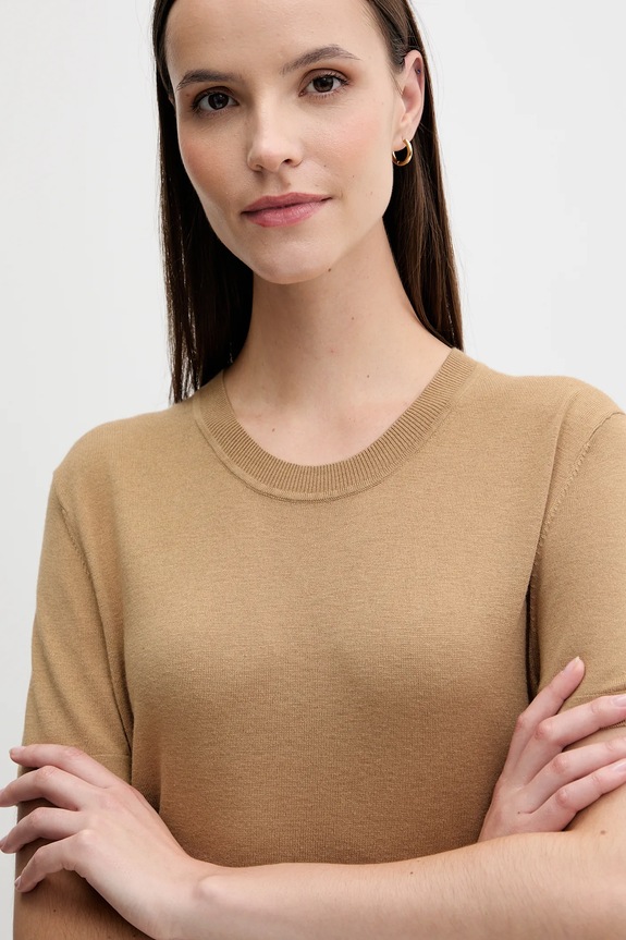 T-shirt με μετάξι United Colors of Benetton μπεζ 1ZRED10BK